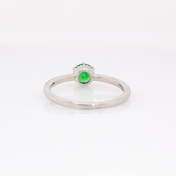 Tsavorite Garnet Ring in Solid 14K White Gold with Natural Diamond Accents - Picture 7 of 8